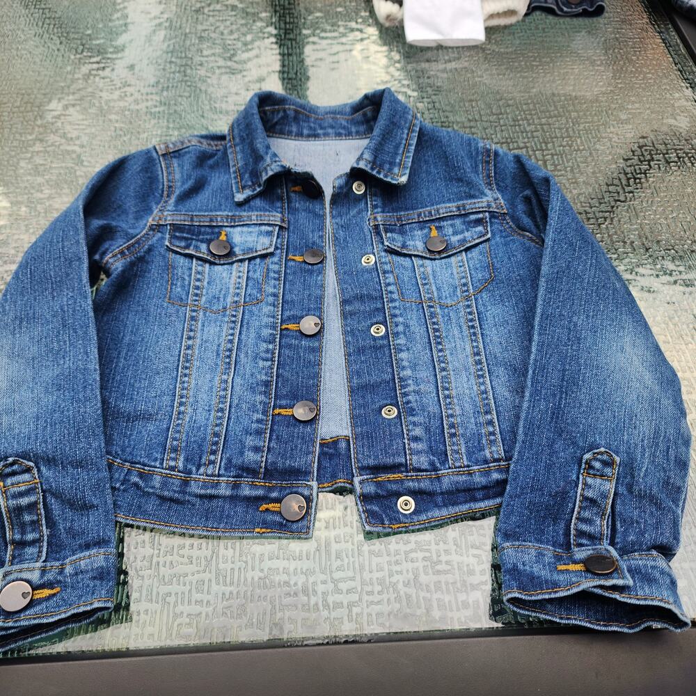 Girls One of a Kind Penguin Painted Denim/Jeans Jacket - Size 5
